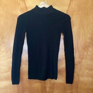 MUJI Women's XS Wool Mock Neck Sweater Shirt Long Sleeve Black